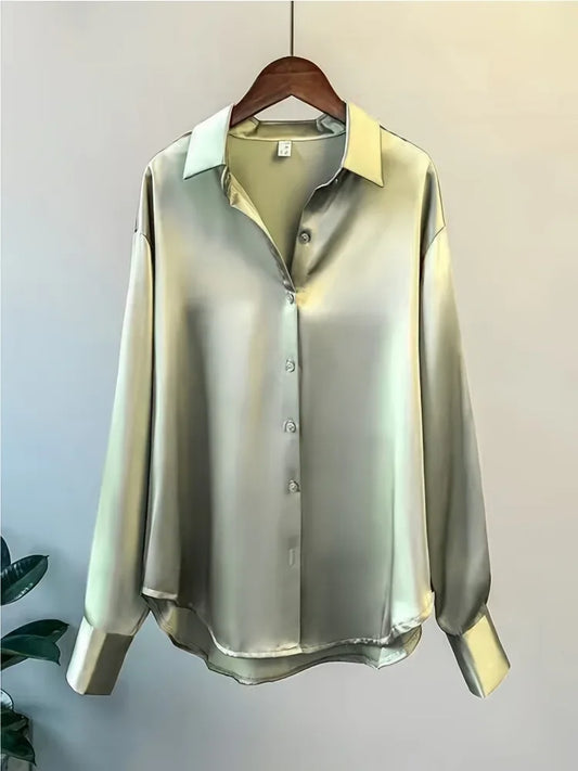 Angeline's Tops  Office Lady Acetate Blouse